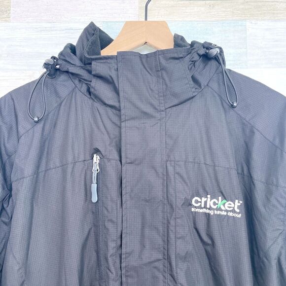 Cricket Wireless Fleece Lined Hooded Winter Jacket Black Employee Uniform Small - Picture 2 of 8